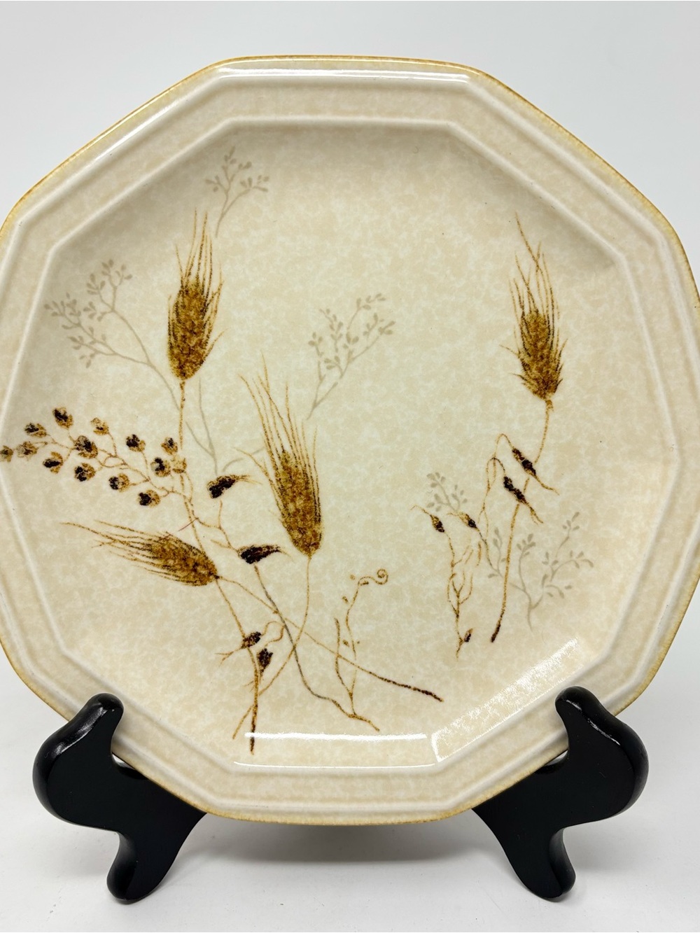 Mikasa Avante 904 Torino Wheat Print Cream Decagon Salad Plate 8” Made in Japan